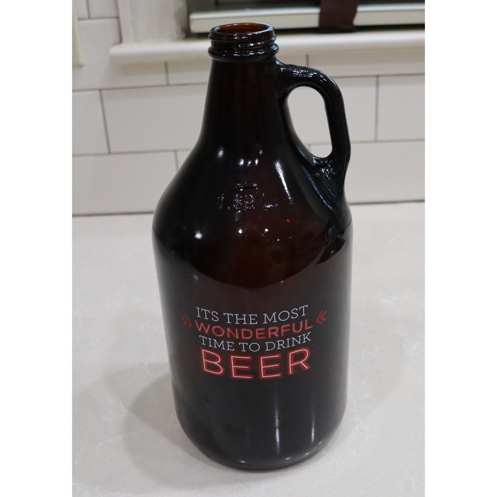 Amber Glass Beer Growler 64oz 1.89L Most Wonderful Time to Drink Beer USA Made